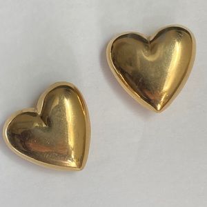 Gold fill oversize heart earrings Vintage